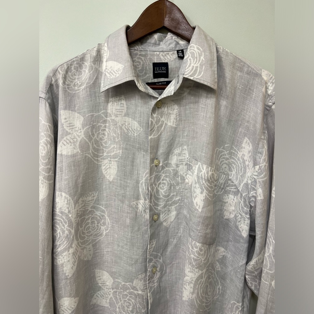 Saks Fifth Avenue Men’s Button Down long sleeve Linen Shirt L
